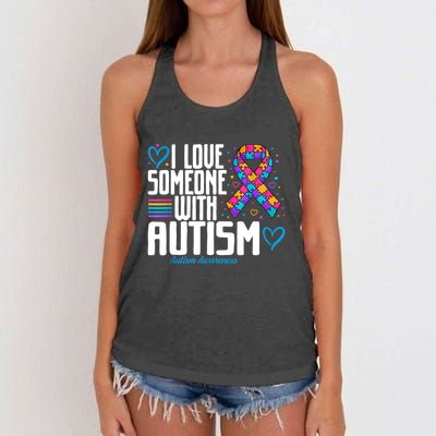 Autism Mom I Love Someone With Autism Gift Women's Knotted Racerback Tank