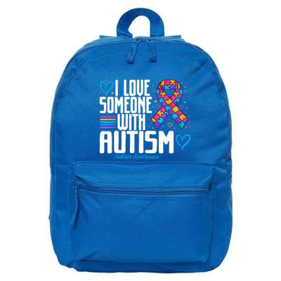Autism Mom I Love Someone With Autism Gift 16 in Basic Backpack