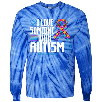 Autism Mom I Love Someone With Autism Gift Tie-Dye Long Sleeve Shirt