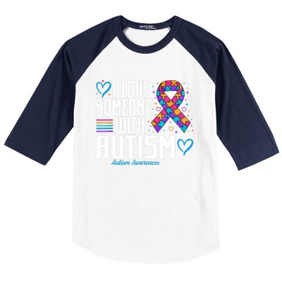 Autism Mom I Love Someone With Autism Gift Baseball Sleeve Shirt