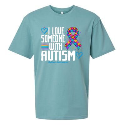 Autism Mom I Love Someone With Autism Gift Sueded Cloud Jersey T-Shirt