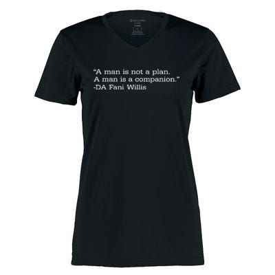 A Man Is Not A Plan. A Man Is A Companion Women's Momentum V-Neck T-Shirt