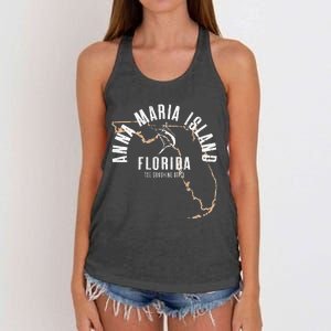 Anna Maria Island Florida Beach Fl Retro Beach Front & Back Women's Knotted Racerback Tank