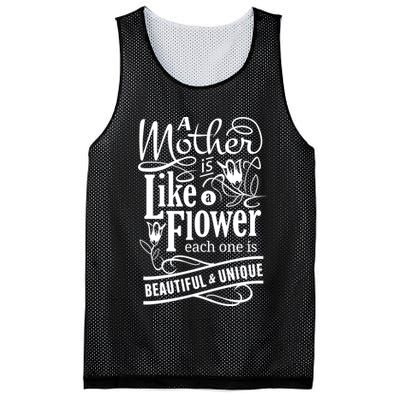 A Mother Is Like A Flower Each One Is Beautiful And Unique Mesh Reversible Basketball Jersey Tank