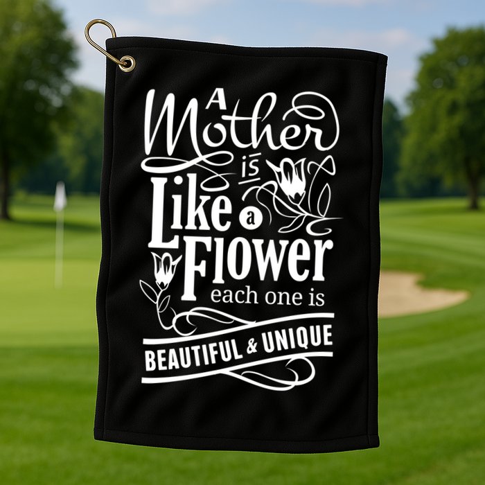 A Mother Is Like A Flower Each One Is Beautiful And Unique Golf Towel