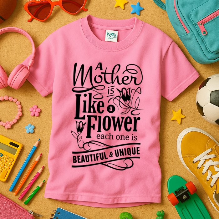A Mother Is Like A Flower Each One Is Beautiful And Unique Kids T-Shirt