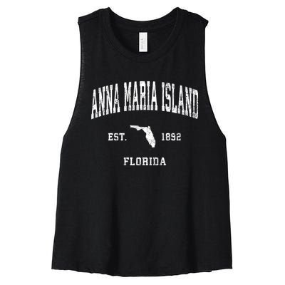 Anna Maria Island Florida Fl Vintage Athletic Women's Racerback Cropped Tank