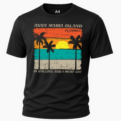 Anna Maria Island Florida Vintage Beach Retro Sunset Gift Cooling Performance Crew T-Shirt