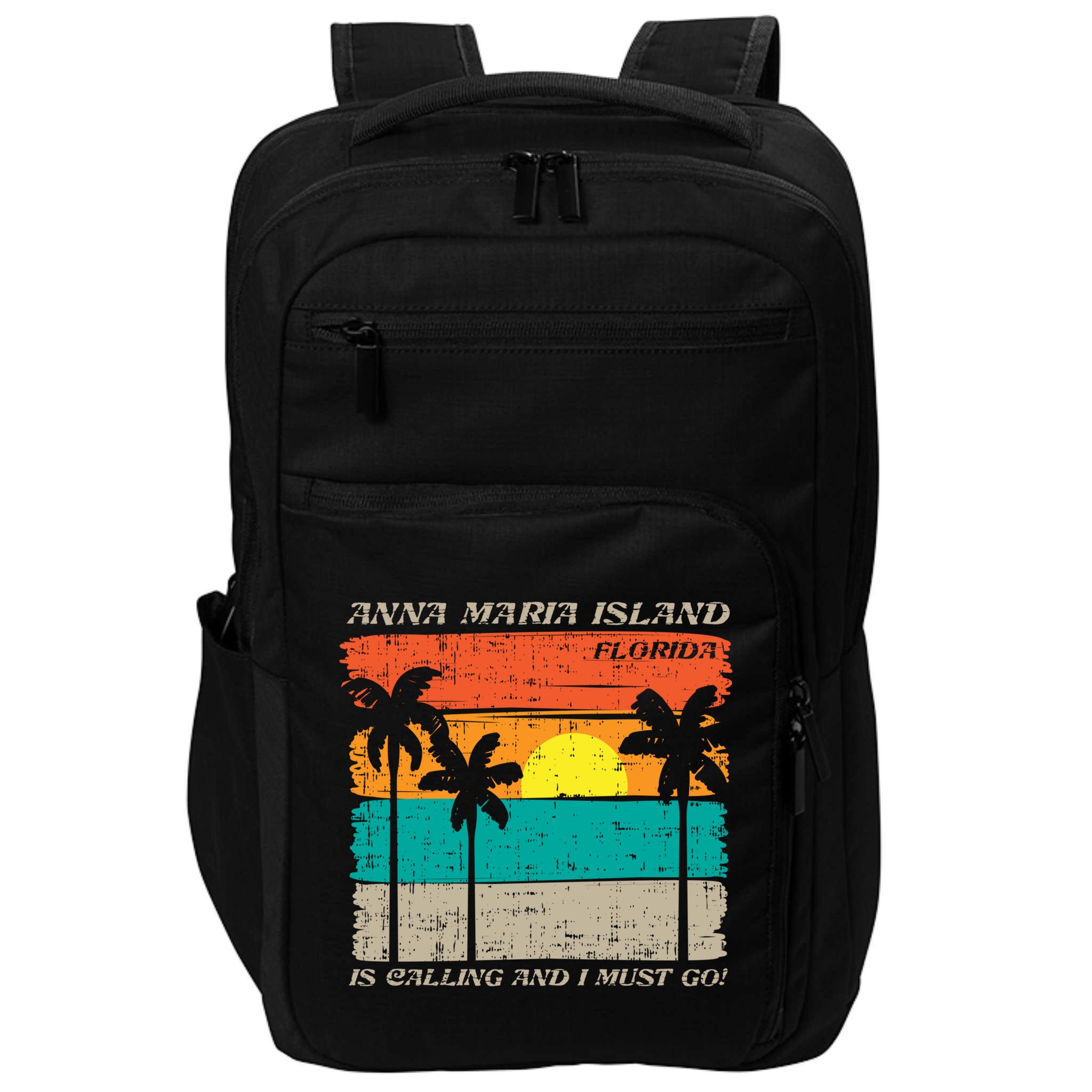 Anna Maria Island Florida Vintage Beach Retro Sunset Gift Impact Tech Backpack