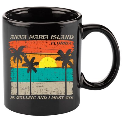 Anna Maria Island Florida Vintage Beach Retro Sunset Gift 11oz C Handle Ceramic Mug