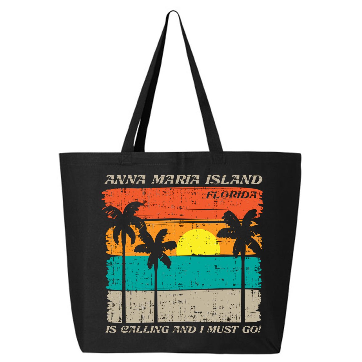 Anna Maria Island Florida Vintage Beach Retro Sunset Gift 25L Jumbo Tote