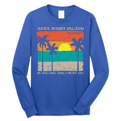Anna Maria Island Florida Vintage Beach Retro Sunset Gift Long Sleeve Shirt