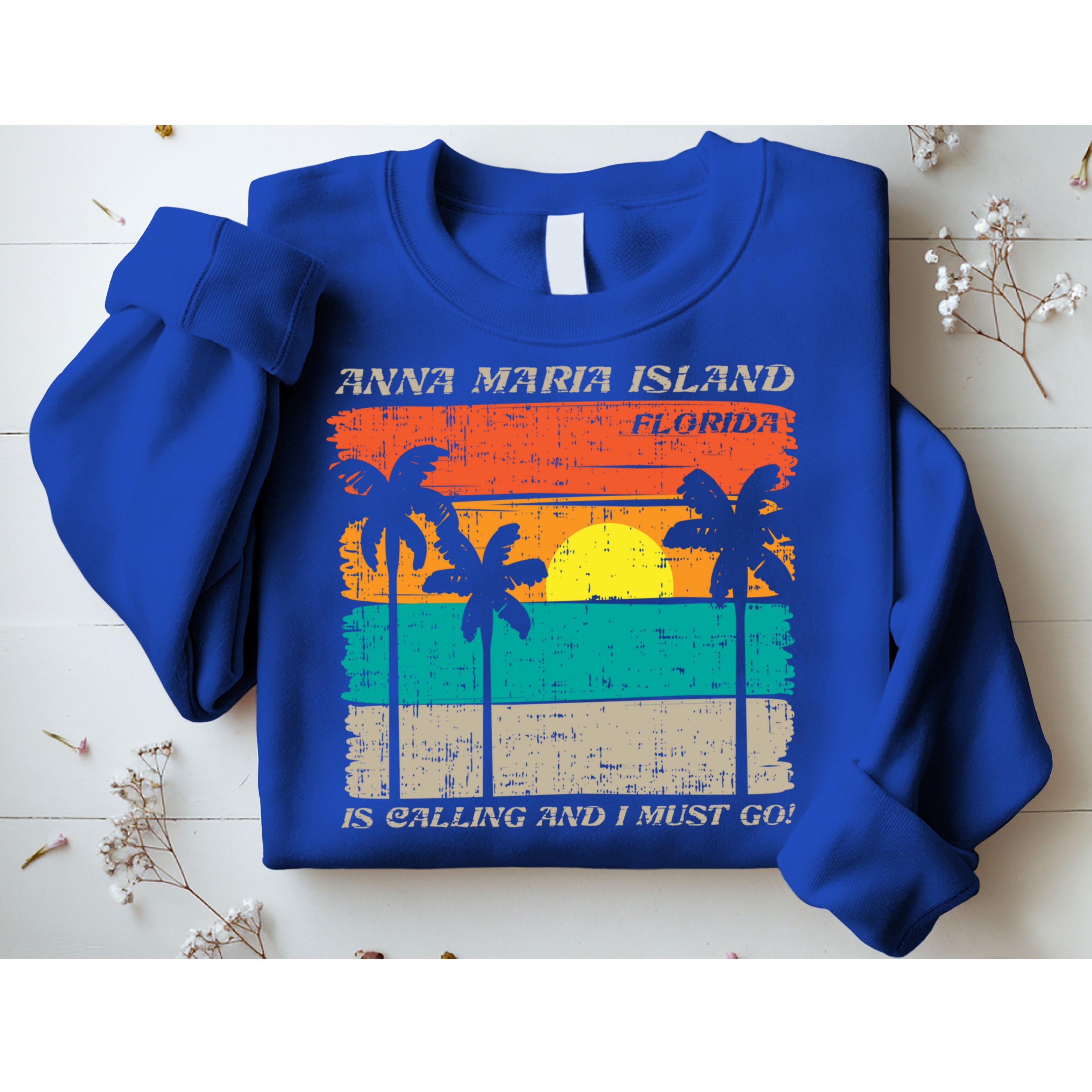 Anna Maria Island Florida Vintage Beach Retro Sunset Gift Sweatshirt
