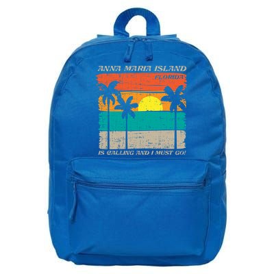 Anna Maria Island Florida Vintage Beach Retro Sunset Gift 16 in Basic Backpack