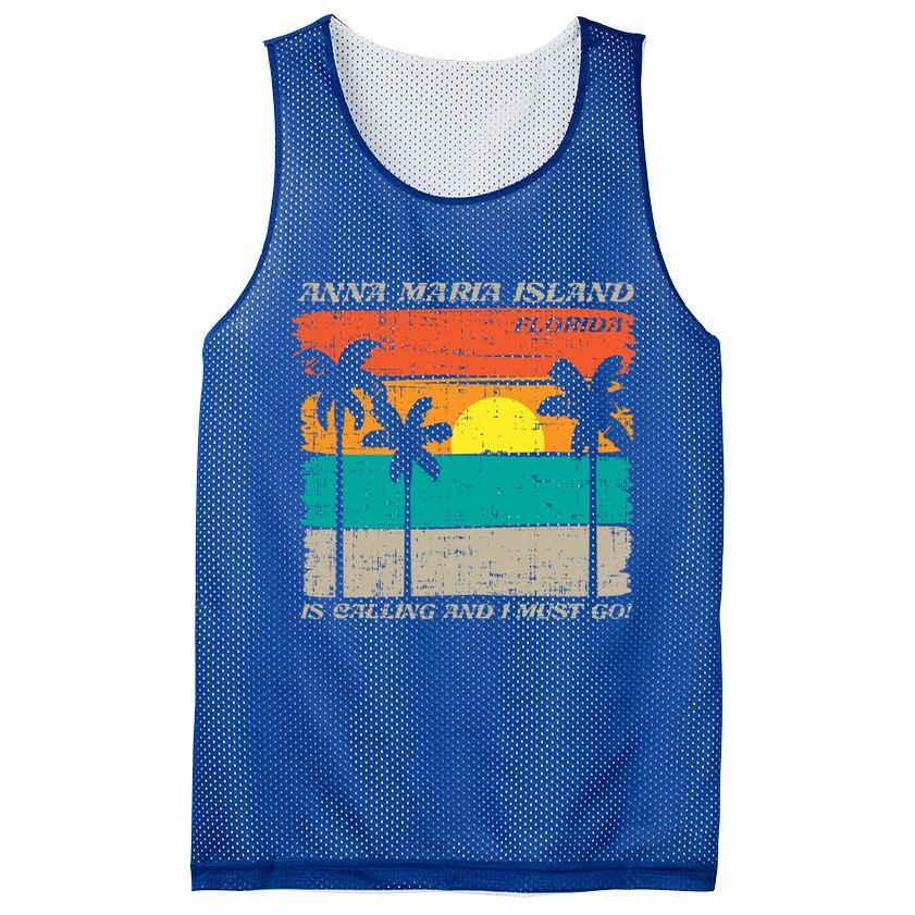 Anna Maria Island Florida Vintage Beach Retro Sunset Gift Mesh Reversible Basketball Jersey Tank