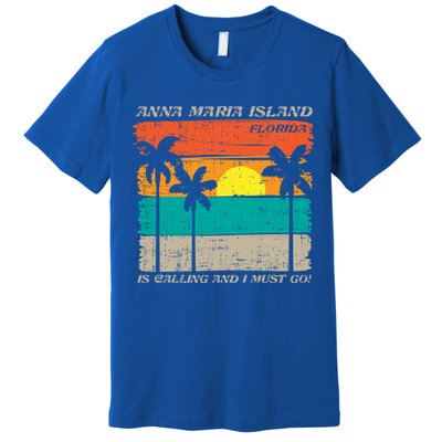 Anna Maria Island Florida Vintage Beach Retro Sunset Gift Premium T-Shirt