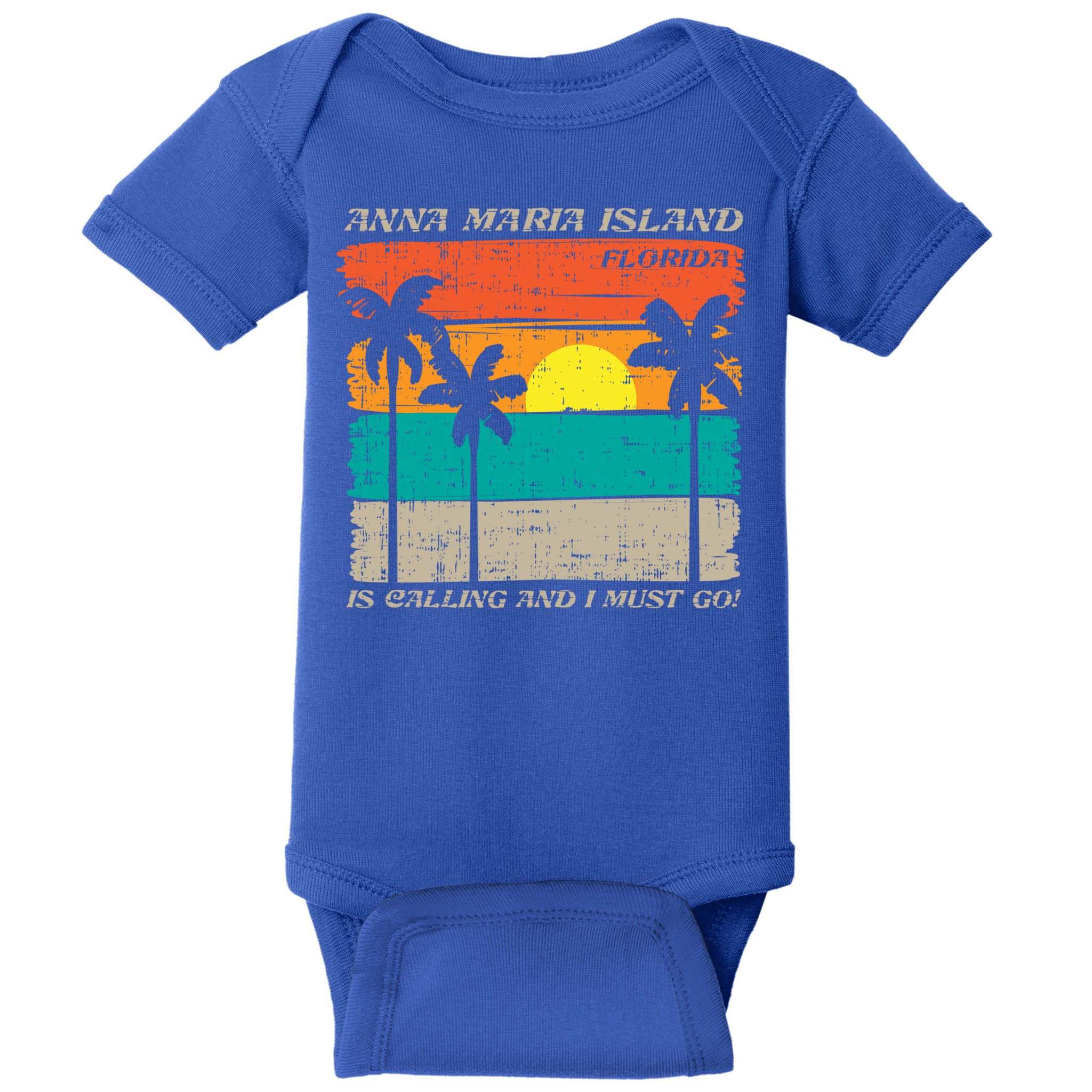 Anna Maria Island Florida Vintage Beach Retro Sunset Gift Baby Bodysuit