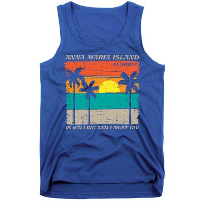 Anna Maria Island Florida Vintage Beach Retro Sunset Gift Tank Top