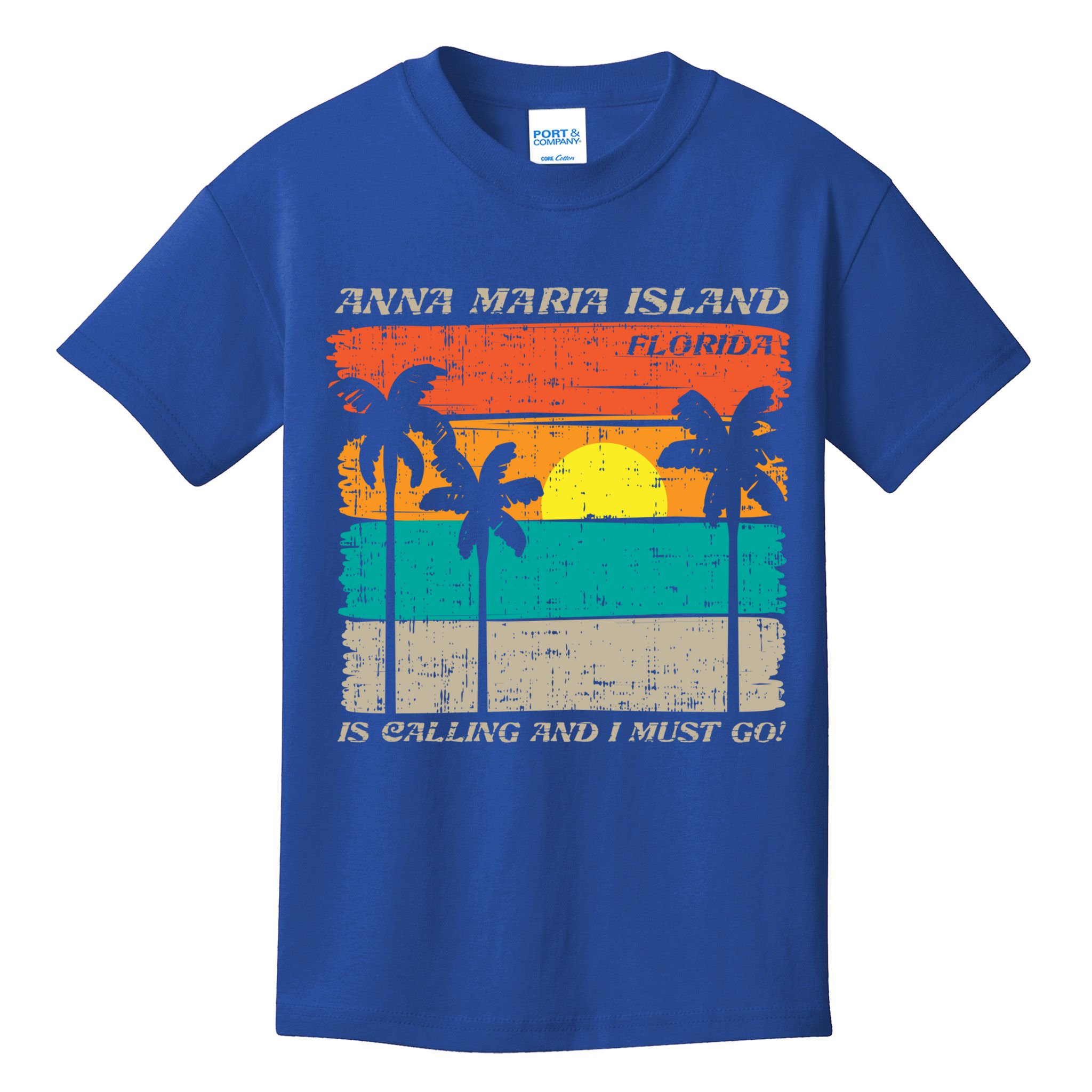 Anna Maria Island Florida Vintage Beach Retro Sunset Gift Kids T-Shirt