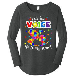 Autism Mom IM His Voice He Is My Heart Autism Awareness Women's Perfect Tri Tunic Long Sleeve Shirt