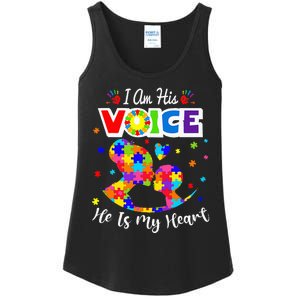 Autism Mom IM His Voice He Is My Heart Autism Awareness Ladies Essential Tank