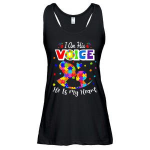 Autism Mom IM His Voice He Is My Heart Autism Awareness Ladies Essential Flowy Tank