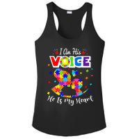 Autism Mom IM His Voice He Is My Heart Autism Awareness Ladies PosiCharge Competitor Racerback Tank