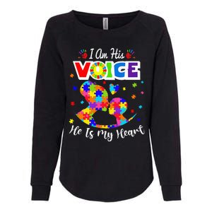 Autism Mom IM His Voice He Is My Heart Autism Awareness Womens California Wash Sweatshirt