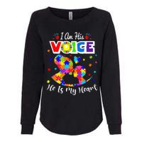 Autism Mom IM His Voice He Is My Heart Autism Awareness Womens California Wash Sweatshirt