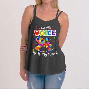 Autism Mom IM His Voice He Is My Heart Autism Awareness Women's Strappy Tank