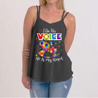 Autism Mom IM His Voice He Is My Heart Autism Awareness Women's Strappy Tank