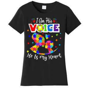 Autism Mom IM His Voice He Is My Heart Autism Awareness Women's T-Shirt