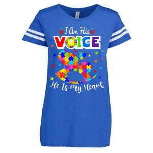 Autism Mom IM His Voice He Is My Heart Autism Awareness Enza Ladies Jersey Football T-Shirt