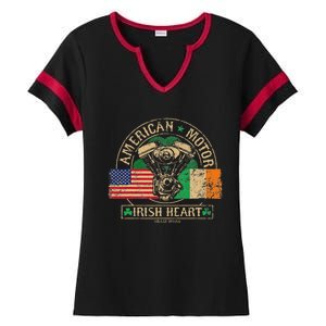 American Motor Irish Heart For Irish Bikers Ladies Halftime Notch Neck Tee