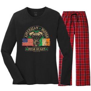 American Motor Irish Heart For Irish Bikers Women's Long Sleeve Flannel Pajama Set 