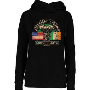 American Motor Irish Heart For Irish Bikers Womens Funnel Neck Pullover Hood