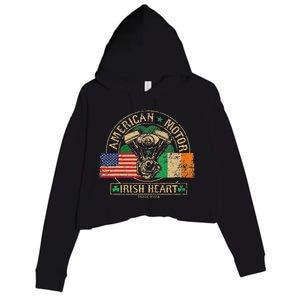 American Motor Irish Heart For Irish Bikers Crop Fleece Hoodie