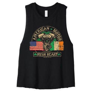 American Motor Irish Heart For Irish Bikers Women's Racerback Cropped Tank