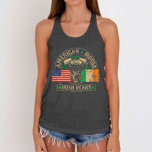 American Motor Irish Heart For Irish Bikers Women's Knotted Racerback Tank