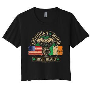 American Motor Irish Heart For Irish Bikers Women's Crop Top Tee