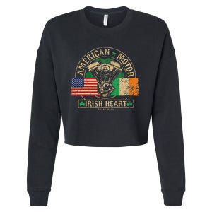 American Motor Irish Heart For Irish Bikers Cropped Pullover Crew