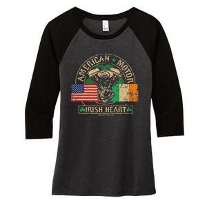 American Motor Irish Heart For Irish Bikers Women's Tri-Blend 3/4-Sleeve Raglan Shirt