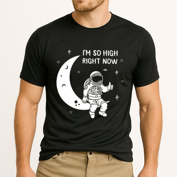 Astronaut Moon Im So High Right Now Cooling Performance Crew T-Shirt