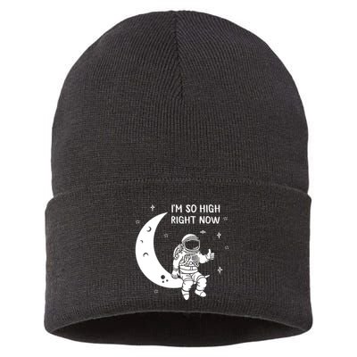Astronaut Moon Im So High Right Now Sustainable Knit Beanie