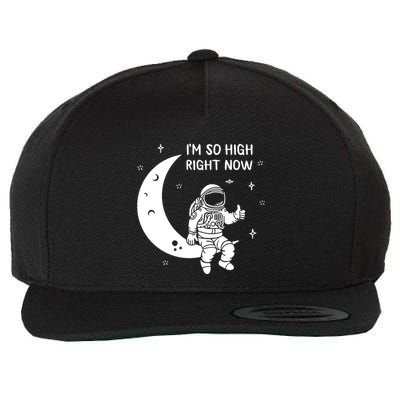 Astronaut Moon Im So High Right Now Wool Snapback Cap