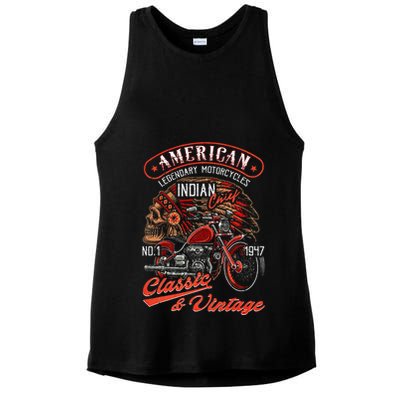 American M.O.T.O.R.C.Y.C.L.E I.N.D.I.A.N For Old Biker Ladies PosiCharge Tri-Blend Wicking Tank