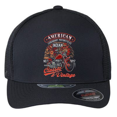American M.O.T.O.R.C.Y.C.L.E I.N.D.I.A.N For Old Biker Flexfit Unipanel Trucker Cap