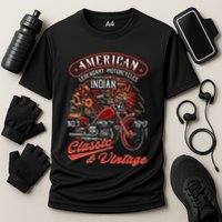 American M.O.T.O.R.C.Y.C.L.E I.N.D.I.A.N For Old Biker Performance Shirt