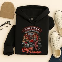 American M.O.T.O.R.C.Y.C.L.E I.N.D.I.A.N For Old Biker Hoodie