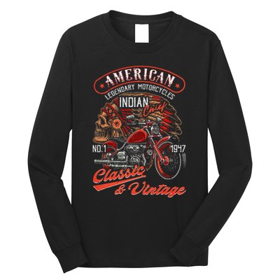 American M.O.T.O.R.C.Y.C.L.E I.N.D.I.A.N For Old Biker Long Sleeve Shirt